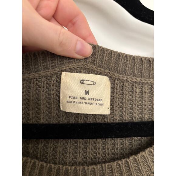 Urban Outfitters Sweater Womens Medium Olive Green Lace-Trim Knit Pins & Needles - Picture 3 of 5